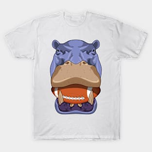 Hippo at Football Sports T-Shirt